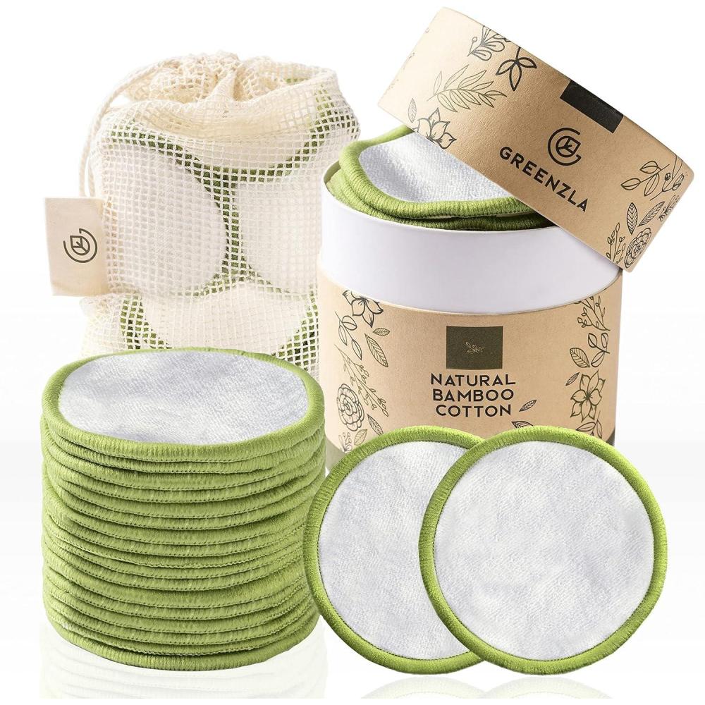 imageGreenzla Reusable Makeup Remover Pads 20 Pack Washable Laundry Bag ampamp Round Box for Storage Reusable Bamboo Cotton Rounds for All Skin Types  Reusable Cotton Rounds for Face  Reusable Cotton Pads20 Count Pack of 1