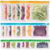 imageGreenzla Reusable Food Storage Bags  12 Pack BPA FREE Freezer Bags 4 Reusable Gallon Bags ampamp 4 Reusable Sandwich Bags ampamp 4 Reusable Snack Bags EXTRA THICK ampamp Leakproof Reusable Lunch Bags for FoodColorful