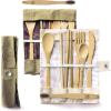 imageGreenzla 2Pack Bamboo Utensils Set  With Bonus 2 Bamboo Toothbrushes  Natural Bamboo Straw Spoon Fork Knife Teaspoon Chopsticks Brush ampamp 2 Storage Bags  Reusable Bamboo Cutlery setWhite  Green