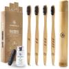 imageGreenzla Organic Bamboo Toothbrushes 12 Pack Sturdy BPA Free Soft Bristles Toothbrushes for Adults with Toothbrush Travel Case ampamp Charcoal Dental Floss Biodegradable ampamp Compostable Wooden Toothbrushes1 Count Pack of 4