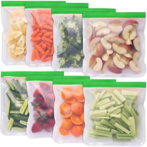 imageGreenzla Reusable Food Storage Bags  12 Pack BPA FREE Freezer Bags 4 Reusable Gallon Bags ampamp 4 Reusable Sandwich Bags ampamp 4 Reusable Snack Bags EXTRA THICK ampamp Leakproof Reusable Lunch Bags for FoodColorful