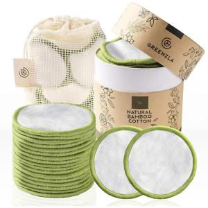 imageGreenzla Reusable Makeup Remover Pads 20 Pack Washable Laundry Bag ampamp Round Box for Storage Reusable Bamboo Cotton Rounds for All Skin Types  Reusable Cotton Rounds for Face  Reusable Cotton Pads20 Count Pack of 1