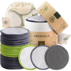 imageGreenzla Reusable Makeup Remover Pads 20 Pack Washable Laundry Bag ampamp Round Box for Storage Reusable Bamboo Cotton Rounds for All Skin Types  Reusable Cotton Rounds for Face  Reusable Cotton Pads30 Pack