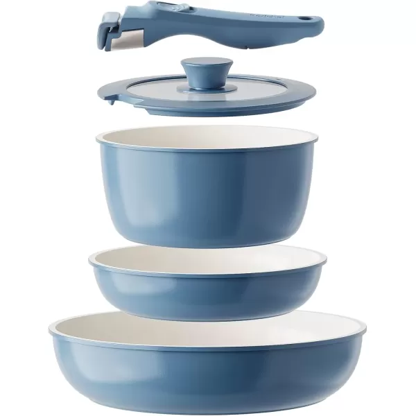 imageRedchef Ceramic Cookware Set Removable Handle Pots And Pans Non Stick Rv Cookware Set Non Toxic Pots And Pans Set No PFAS ampamp PTFE ampamp PFOA Detachable Pots And Pans Dishwasher ampamp Oven Safe BlueBlue