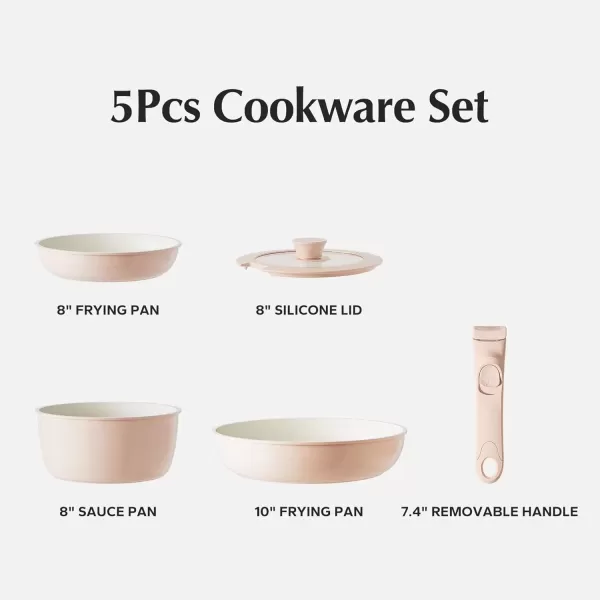 imageRedchef Ceramic Cookware Set Removable Handle Pots And Pans Non Stick Rv Cookware Set Non Toxic Pots And Pans Set No PFAS ampamp PTFE ampamp PFOA Detachable Pots And Pans Dishwasher ampamp Oven Safe BluePink