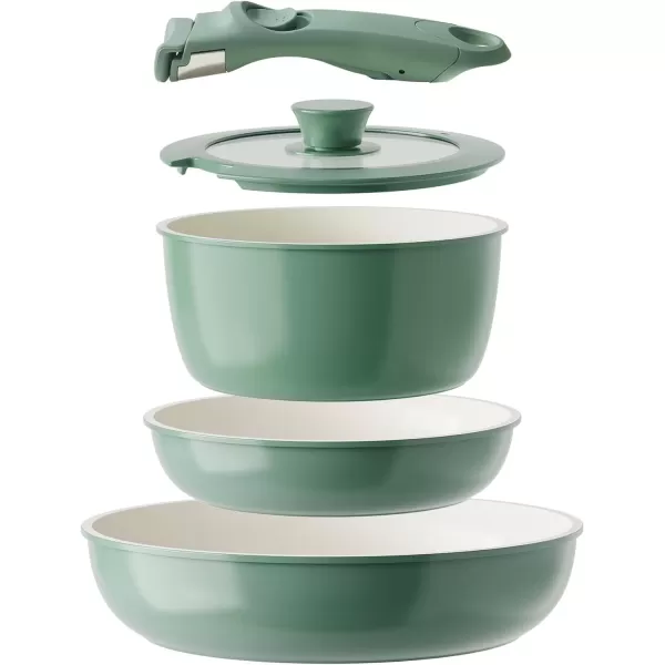 imageRedchef Ceramic Cookware Set Removable Handle Pots And Pans Non Stick Rv Cookware Set Non Toxic Pots And Pans Set No PFAS ampamp PTFE ampamp PFOA Detachable Pots And Pans Dishwasher ampamp Oven Safe BlueGreen