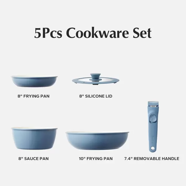 imageRedchef Ceramic Cookware Set Removable Handle Pots And Pans Non Stick Rv Cookware Set Non Toxic Pots And Pans Set No PFAS ampamp PTFE ampamp PFOA Detachable Pots And Pans Dishwasher ampamp Oven Safe BlueBlue