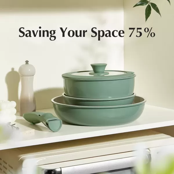 imageRedchef Ceramic Cookware Set Removable Handle Pots And Pans Non Stick Rv Cookware Set Non Toxic Pots And Pans Set No PFAS ampamp PTFE ampamp PFOA Detachable Pots And Pans Dishwasher ampamp Oven Safe BlueGreen