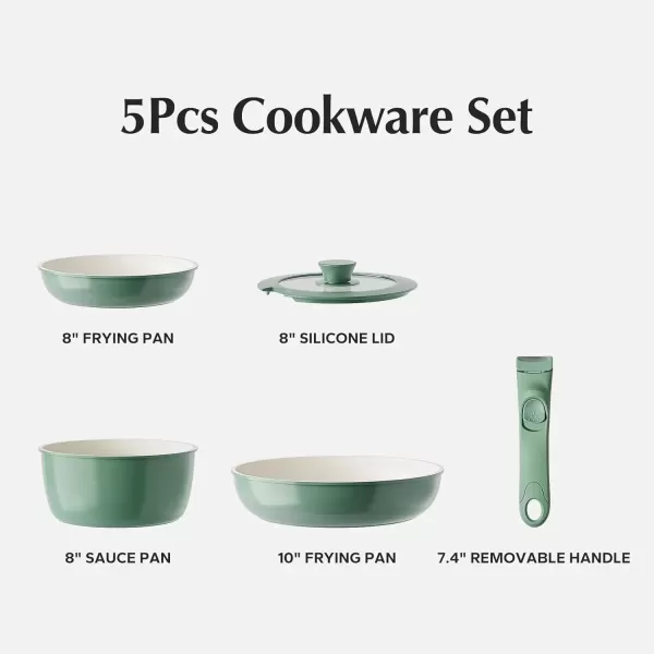 imageRedchef Ceramic Cookware Set Removable Handle Pots And Pans Non Stick Rv Cookware Set Non Toxic Pots And Pans Set No PFAS ampamp PTFE ampamp PFOA Detachable Pots And Pans Dishwasher ampamp Oven Safe BlueGreen