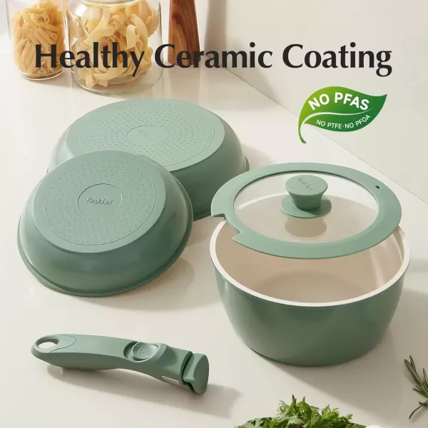 imageRedchef Ceramic Cookware Set Removable Handle Pots And Pans Non Stick Rv Cookware Set Non Toxic Pots And Pans Set No PFAS ampamp PTFE ampamp PFOA Detachable Pots And Pans Dishwasher ampamp Oven Safe BlueGreen