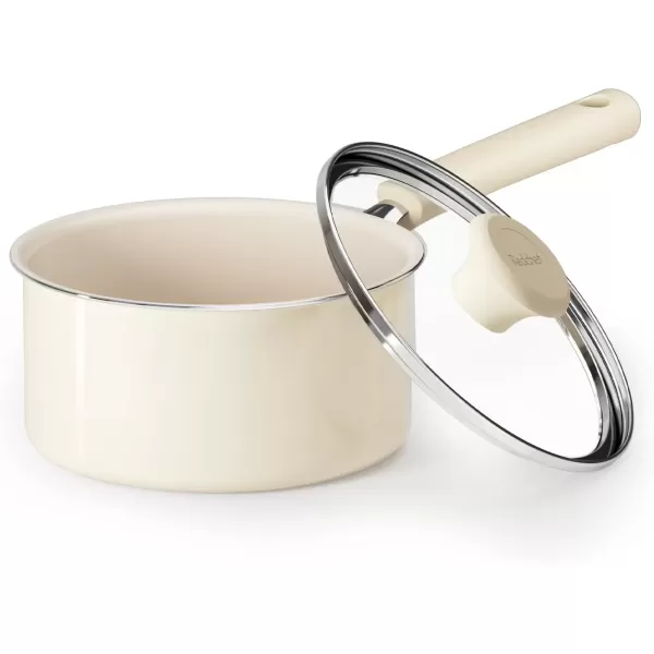 imageRedchef Ceramic Nonstick Saucepan with Lid 25QT Small Cooking Pot Non Toxic Sauce Pans for Kitchen Cool Handle PFAS Free Compatible with All Cooktops GreenCream