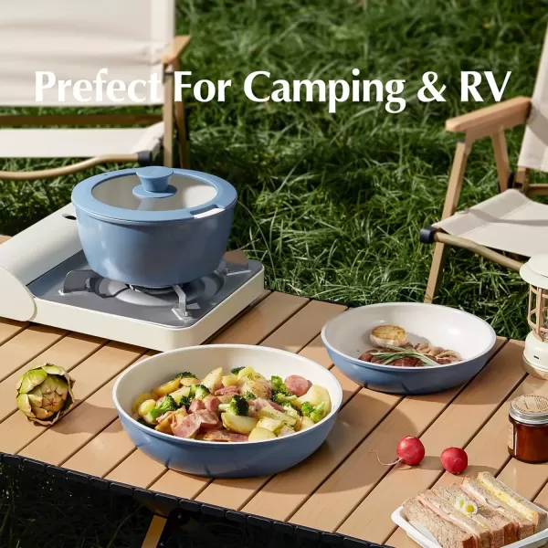 imageRedchef Ceramic Pots and Pans Set Nonstick Kitchen Cookware Set with Detachable Handle Non Toxic Cookware Set 16pcs PFAS PFOA ampamp PTFE Free RV Ceramic Cookware Set for Camping DishwasherOven SafeBlue
