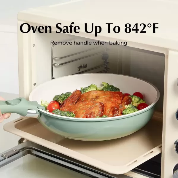 imageRedchef Ceramic Pots and Pans Set Nonstick Kitchen Cookware Set with Detachable Handle Non Toxic Cookware Set 16pcs PFAS PFOA ampamp PTFE Free RV Ceramic Cookware Set for Camping DishwasherOven SafeGreen