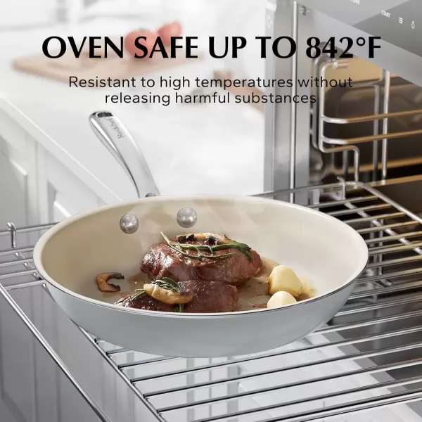 imageRedchef Non Stick Ceramic Frying Pan Set Non Toxic Ceramic Pans for Cooking 8quot 95quot 11quot Skillet Set No PFAS ampamp PTFE ampamp PFOA with Stainless Steel Handle Dishwasher ampamp Oven Safe Max up to 842F GreyGray