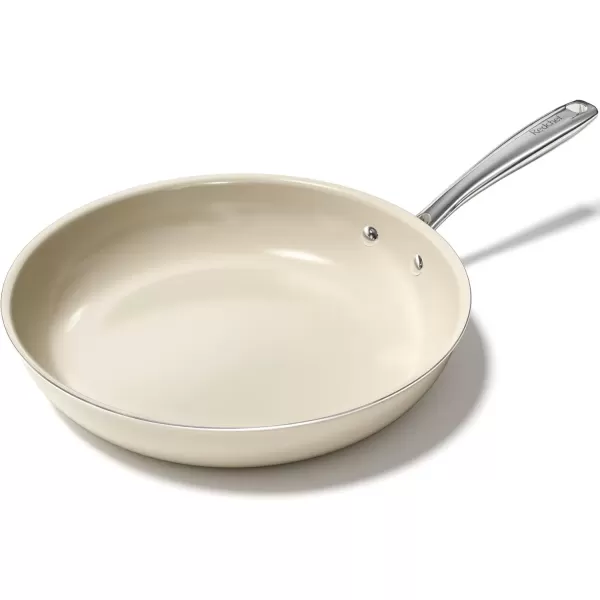 imageRedchef Non Stick Ceramic Frying Pan Set Non Toxic Ceramic Pans for Cooking 8quot 95quot 11quot Skillet Set No PFAS ampamp PTFE ampamp PFOA with Stainless Steel Handle Dishwasher ampamp Oven Safe Max up to 842F GreyBeige White
