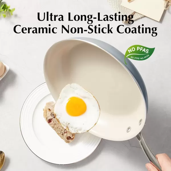 imageRedchef Non Stick Ceramic Frying Pan Set Non Toxic Ceramic Pans for Cooking 8quot 95quot 11quot Skillet Set No PFAS ampamp PTFE ampamp PFOA with Stainless Steel Handle Dishwasher ampamp Oven Safe Max up to 842F GreyBlue