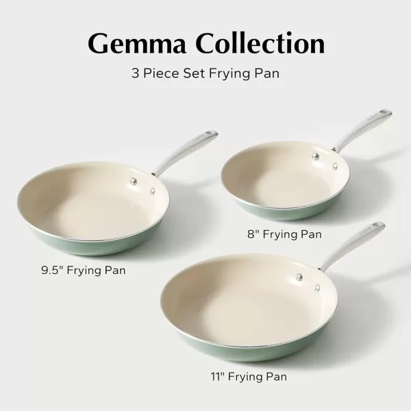 imageRedchef Non Stick Ceramic Frying Pan Set Non Toxic Ceramic Pans for Cooking 8quot 95quot 11quot Skillet Set No PFAS ampamp PTFE ampamp PFOA with Stainless Steel Handle Dishwasher ampamp Oven Safe Max up to 842F GreyGreen