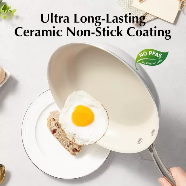 imageRedchef Non Stick Ceramic Frying Pan Set Non Toxic Ceramic Pans for Cooking 8quot 95quot 11quot Skillet Set No PFAS ampamp PTFE ampamp PFOA with Stainless Steel Handle Dishwasher ampamp Oven Safe Max up to 842F GreyGray