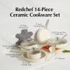 imageRedchef Ceramic Nonstick Cookware Set14pcs Pots and Pans Set Non StickInduction Cookware with Stainless Steel HandleNon Toxic Kitchen Cooking SetDishwasher ampamp Oven SafePFAS PFOA ampamp PTFE Free