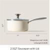 imageRedchef Nonstick Ceramic Sauce Pan with Lid 25QT Small Cooking Pot with StayCool Handle Kitchen Non Toxic Soup Pot PTFE ampamp PFOA Free Oven ampamp Dishwasher Safe Compatible with All StovetopsBlueBeige