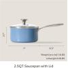 imageRedchef Nonstick Ceramic Sauce Pan with Lid 25QT Small Cooking Pot with StayCool Handle Kitchen Non Toxic Soup Pot PTFE ampamp PFOA Free Oven ampamp Dishwasher Safe Compatible with All StovetopsBlueBlue