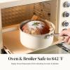 imageRedchef Nonstick Ceramic Sauce Pan with Lid 25QT Small Cooking Pot with StayCool Handle Kitchen Non Toxic Soup Pot PTFE ampamp PFOA Free Oven ampamp Dishwasher Safe Compatible with All StovetopsBlueBeige