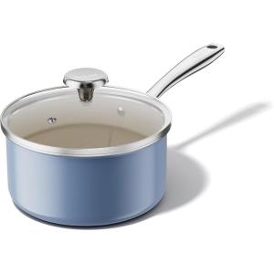 imageRedchef Nonstick Ceramic Sauce Pan with Lid 25QT Small Cooking Pot with StayCool Handle Kitchen Non Toxic Soup Pot PTFE ampamp PFOA Free Oven ampamp Dishwasher Safe Compatible with All StovetopsBlueBlue
