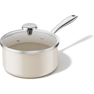 imageRedchef Nonstick Ceramic Sauce Pan with Lid 25QT Small Cooking Pot with StayCool Handle Kitchen Non Toxic Soup Pot PTFE ampamp PFOA Free Oven ampamp Dishwasher Safe Compatible with All StovetopsBlueBeige