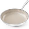 imageRedchef Non Stick Frying Pans Hybrid 10 Inch Ceramic Frying Pan TriPly Stainless Steel Skillet Non Toxic PFAS PFOA ampamp PTFE Free Dishwasher ampamp Oven Safe Compatible with All CooktopsBeige