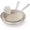 imageRedchef Non Stick Frying Pans Hybrid 10 Inch Ceramic Frying Pan TriPly Stainless Steel Skillet Non Toxic PFAS PFOA ampamp PTFE Free Dishwasher ampamp Oven Safe Compatible with All CooktopsBeige