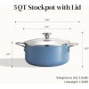 image:imageRedchef Ceramic Stock Pot Induction Cooking Pot with Glass Lid for Soup 5Qt Stockpot Nonstick Soup Pot Even Heating StayCool HandlesFits All Stoves OvenDishwasher Safe PFAS Free BlueBlue