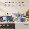 image:imageRedchef Nonstick Stock Pots Set 5QT Sauce Pan with Lids25QT 35QT Multifunctiona Kitchen Cookware Sets Non Toxic with Stay Cool Handle PTFE amp PFAS amp PFOA Free DishwasherOven Safe BlueBlue