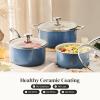 image:imageRedchef Nonstick Stock Pots Set 5QT Sauce Pan with Lids25QT 35QT Multifunctiona Kitchen Cookware Sets Non Toxic with Stay Cool Handle PTFE amp PFAS amp PFOA Free DishwasherOven Safe BlueBlue