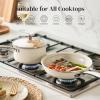 image:imageRedchef Sauce Pan Cookware Set 8 NonStick Ceramic Frying Pan amp 25QT Saucepans with Tempered Glass Lid StayCool Handle Non Toxic PTFE amp PFOA Free Oven Safe amp Stovetop Suitable BlueBeige