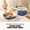 image:imageRedchef Sauce Pan Cookware Set 8 NonStick Ceramic Frying Pan amp 25QT Saucepans with Tempered Glass Lid StayCool Handle Non Toxic PTFE amp PFOA Free Oven Safe amp Stovetop Suitable BlueBlue