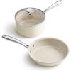 image:imageRedchef Sauce Pan Cookware Set 8 NonStick Ceramic Frying Pan amp 25QT Saucepans with Tempered Glass Lid StayCool Handle Non Toxic PTFE amp PFOA Free Oven Safe amp Stovetop Suitable BlueBeige