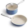 image:imageRedchef Sauce Pan Cookware Set 8 NonStick Ceramic Frying Pan amp 25QT Saucepans with Tempered Glass Lid StayCool Handle Non Toxic PTFE amp PFOA Free Oven Safe amp Stovetop Suitable BlueBlue