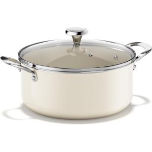 image:imageRedchef Ceramic Stock Pot Induction Cooking Pot with Glass Lid for Soup 5Qt Stockpot Nonstick Soup Pot Even Heating StayCool HandlesFits All Stoves OvenDishwasher Safe PFAS Free BlueBeige