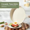 image:imageRedchef Ceramic Pan Nonstick Nonstick Frying Pan Large Fry Pans PFAS amp PFOAFree NonToxic Induction Compatible Pans Ergonomic Handles Suitable for All Stove Beige White 11Beige White