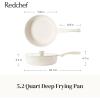 image:imageRedchef Nonstick Deep Frying Pan with Lid Ceramic Saute Pan Skillet PFOA PFOS Free Induction Compatible StayCool Helper Handle Tempered Glass Cover Dishwasher Safe Beige 37Qt 10Beige White
