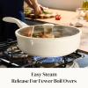 image:imageRedchef Nonstick Deep Frying Pan with Lid Ceramic Saute Pan Skillet PFOA PFOS Free Induction Compatible StayCool Helper Handle Tempered Glass Cover Dishwasher Safe Beige 37Qt 10Beige White