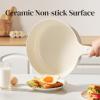 image:imageRedchef Nonstick Deep Frying Pan with Lid Ceramic Saute Pan Skillet PFOA PFOS Free Induction Compatible StayCool Helper Handle Tempered Glass Cover Dishwasher Safe Beige 37Qt 10Beige White
