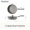 image:imageRedchef Nonstick Deep Frying Pan with Lid Ceramic Saute Pan Skillet PFOA PFOS Free Induction Compatible StayCool Helper Handle Tempered Glass Cover Dishwasher Safe Beige 37Qt 10Gray