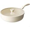 image:imageRedchef Nonstick Deep Frying Pan with Lid Ceramic Saute Pan Skillet PFOA PFOS Free Induction Compatible StayCool Helper Handle Tempered Glass Cover Dishwasher Safe Beige 37Qt 10Beige White