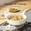 image:imageRedchef Nonstick Deep Frying Pan with Lid Ceramic Saute Pan Skillet PFOA PFOS Free Induction Compatible StayCool Helper Handle Tempered Glass Cover Dishwasher Safe Beige 37Qt 10Beige White
