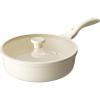 image:imageRedchef Nonstick Deep Frying Pan with Lid Ceramic Saute Pan Skillet PFOA PFOS Free Induction Compatible StayCool Helper Handle Tempered Glass Cover Dishwasher Safe Beige 37Qt 10Beige White