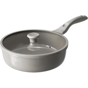 image:imageRedchef Nonstick Deep Frying Pan with Lid Ceramic Saute Pan Skillet PFOA PFOS Free Induction Compatible StayCool Helper Handle Tempered Glass Cover Dishwasher Safe Beige 37Qt 10Gray