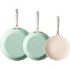 image:imageRedchef Ceramic Nonstick Frying Pan Set Ceramic Skillets with StayCool Stainless Steel Handles Induction Compatible PFAS PFOA PTFE Free Oven Safe 3 Cork Protective Pads Sea Salt Blue89511Mint Green