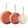 image:imageRedchef Ceramic Nonstick Frying Pan Set Ceramic Skillets with StayCool Stainless Steel Handles Induction Compatible PFAS PFOA PTFE Free Oven Safe 3 Cork Protective Pads Sea Salt Blue89511Pumpkin Orange