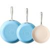image:imageRedchef Ceramic Nonstick Frying Pan Set Ceramic Skillets with StayCool Stainless Steel Handles Induction Compatible PFAS PFOA PTFE Free Oven Safe 3 Cork Protective Pads Sea Salt Blue89511Sea Salt Blue